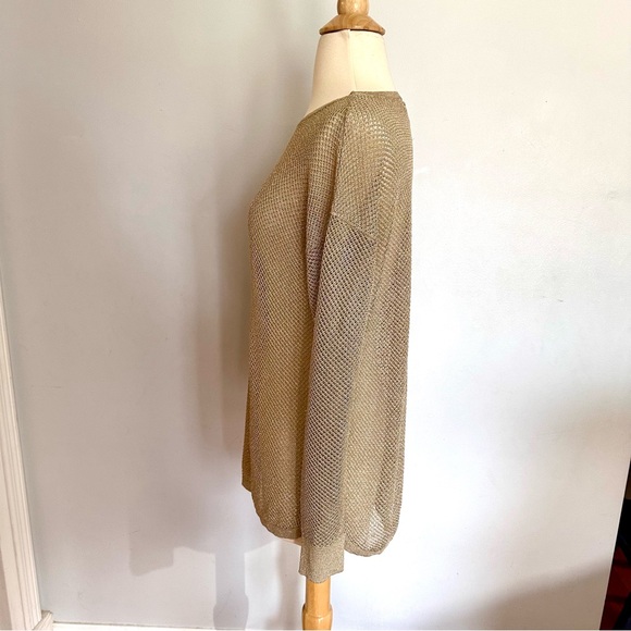 Michael Kors metallic gold open weave sweater size S - Picture 7 of 9